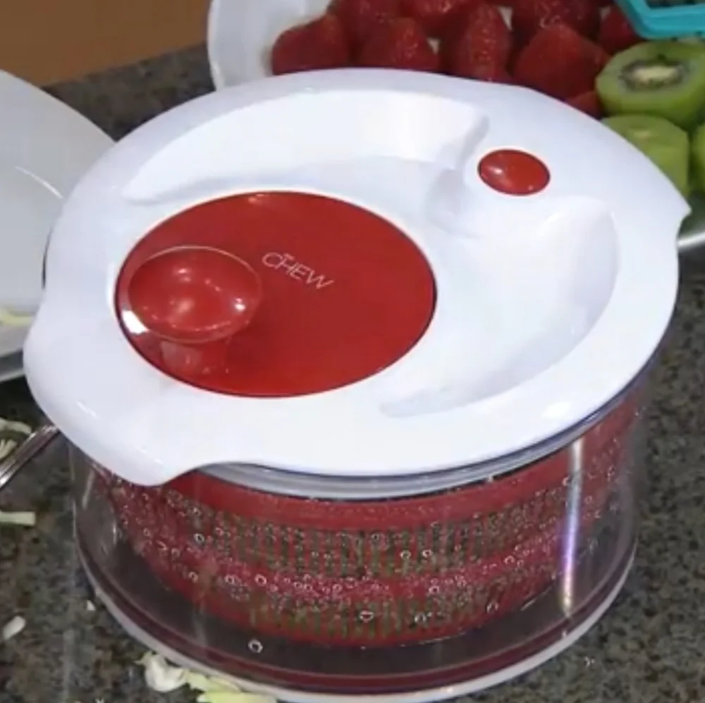 The Chew Turbo Prep Chopper Slicer Grater with Salad Spinner Set Red